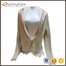 New fashion ladies wool cashmere sweater cardigan with fringe